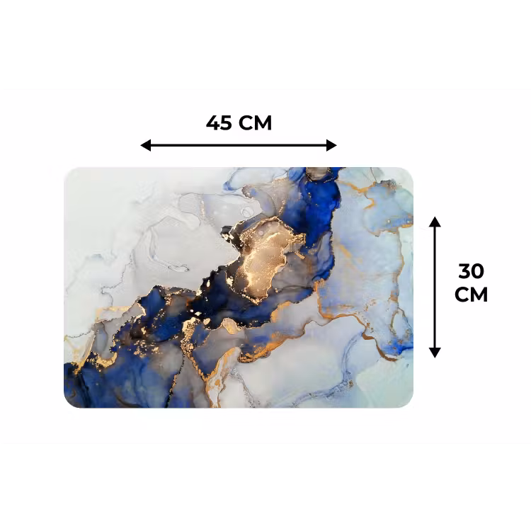 Placemat - 6 stuks - Marmer - Blauw - Goud — 3