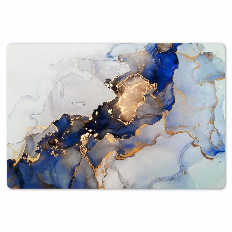 Placemat - 6 stuks - Marmer - Blauw - Goud — 7