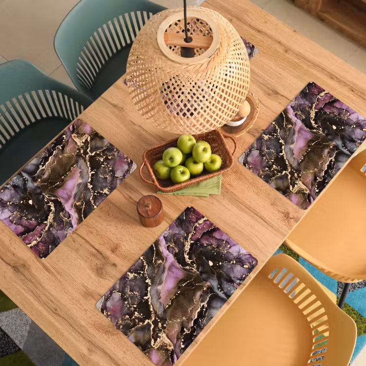 Placemat - 6 stuks - Marmer - Gold - Steen - Abstract — 6