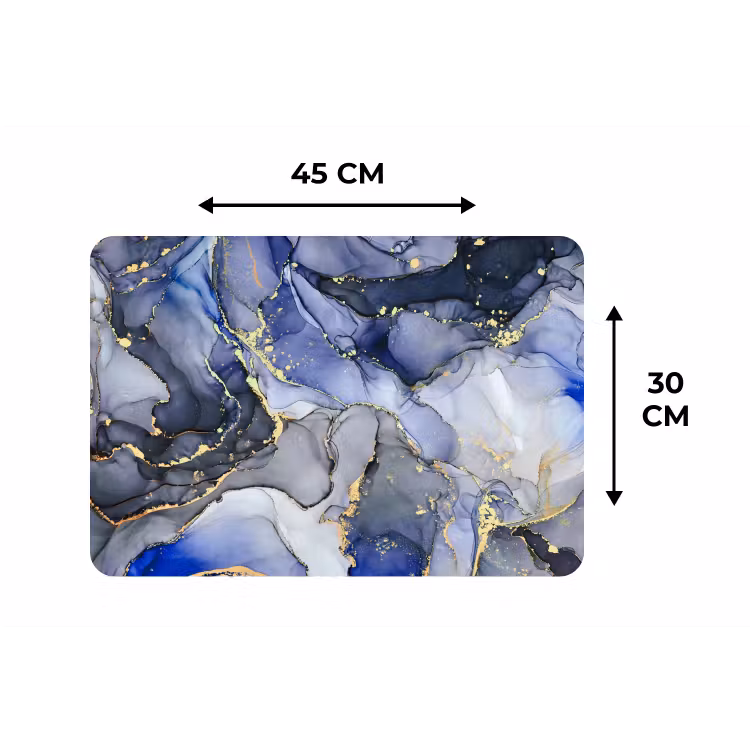 Placemat - 6 stuks - Marmer - Goud - Abstract - Blauw — 3