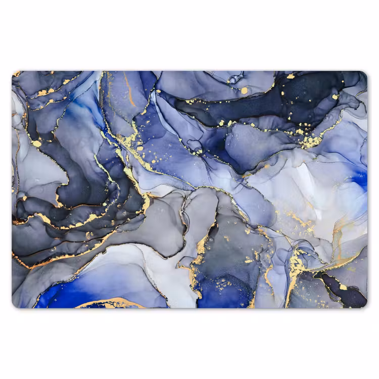 Placemat - 6 stuks - Marmer - Goud - Abstract - Blauw — 7
