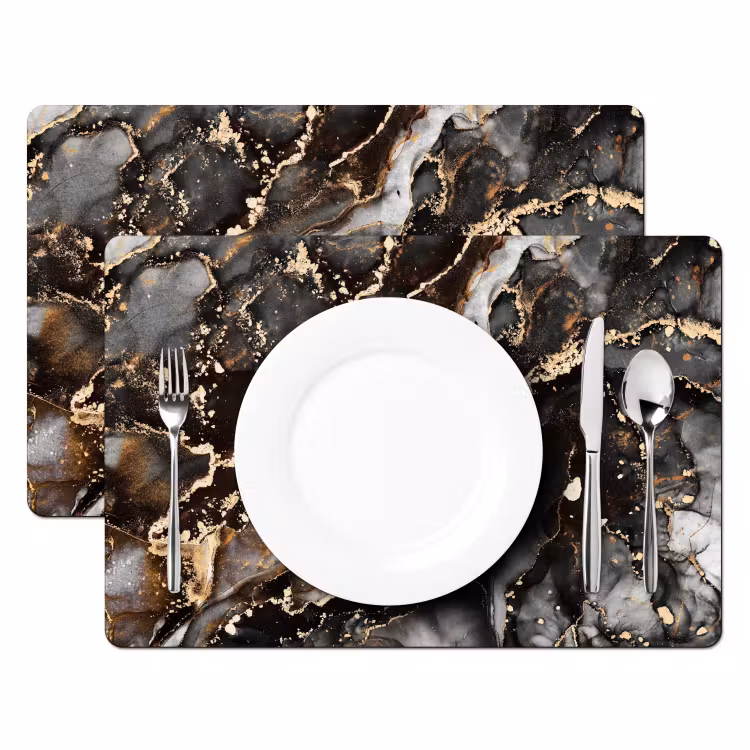 Placemat - 6 stuks - Marmer - Goud - Glitter - Luxe — 2