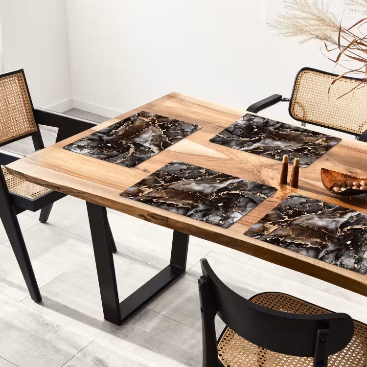 Placemat - 6 stuks - Marmer - Goud - Glitter - Luxe — 5