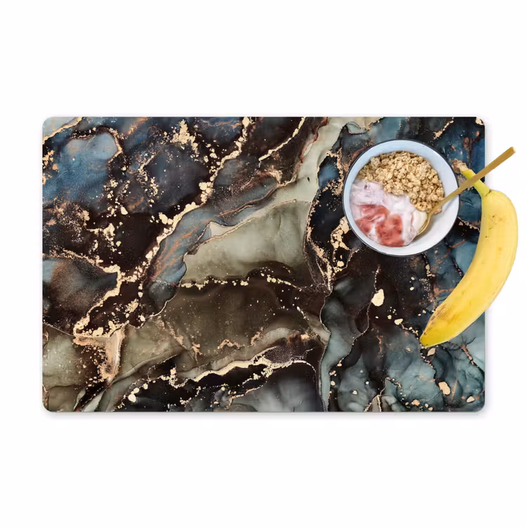 Placemat - 6 stuks - Marmer - Goud - Groen — 1