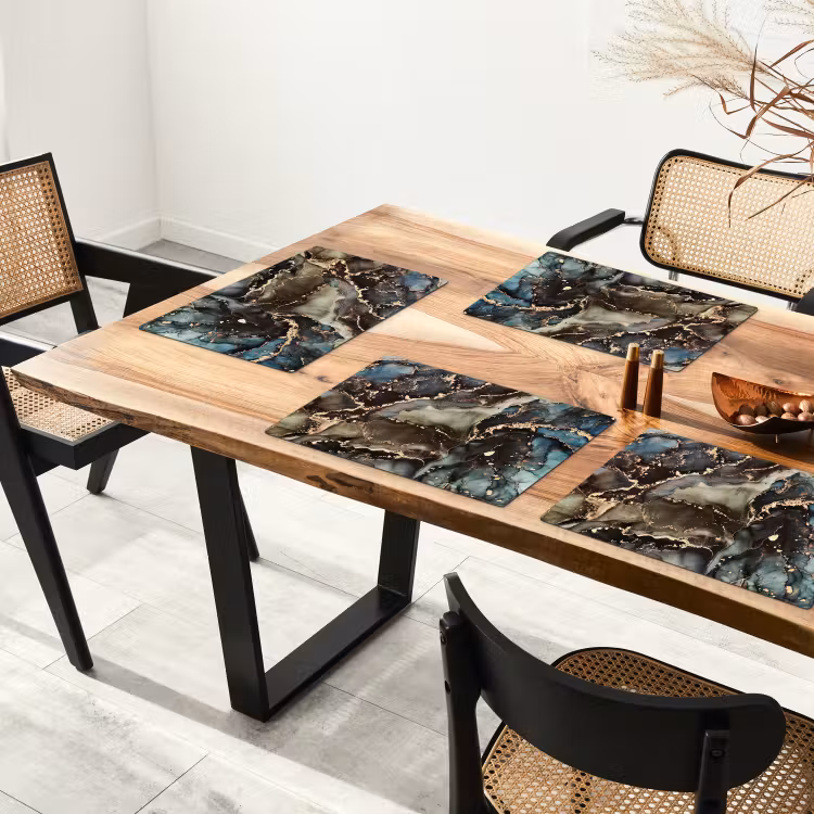 Placemat - 6 stuks - Marmer - Goud - Groen — 5