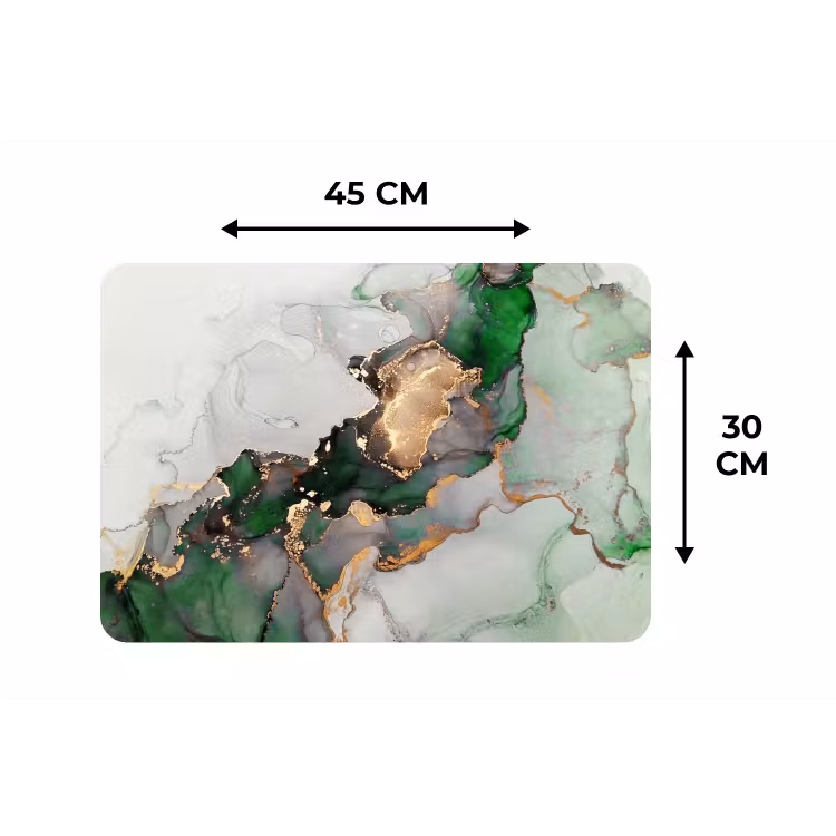 Placemat - 6 stuks - Marmer - Goud - Groen - Luxe — 3