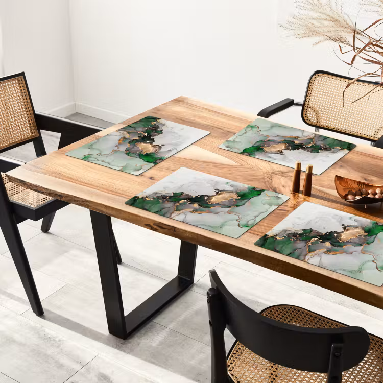 Placemat - 6 stuks - Marmer - Goud - Groen - Luxe — 5