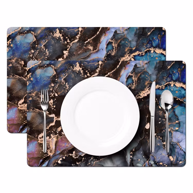 Placemat - 6 stuks - Marmer - Goud - Rosé — 2
