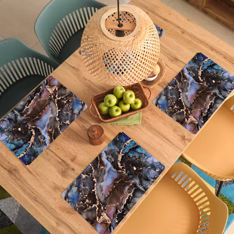 Placemat - 6 stuks - Marmer - Goud - Rosé — 6