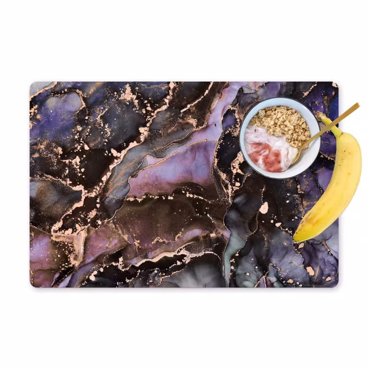 Placemat - 6 stuks - Marmer - Goud - Roze — 1