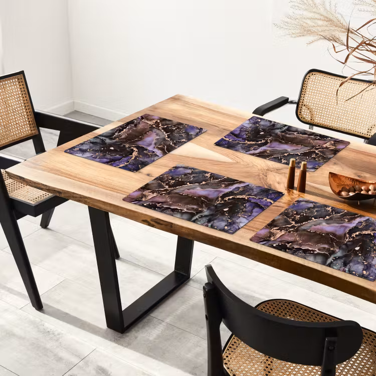 Placemat - 6 stuks - Marmer - Goud - Roze — 5
