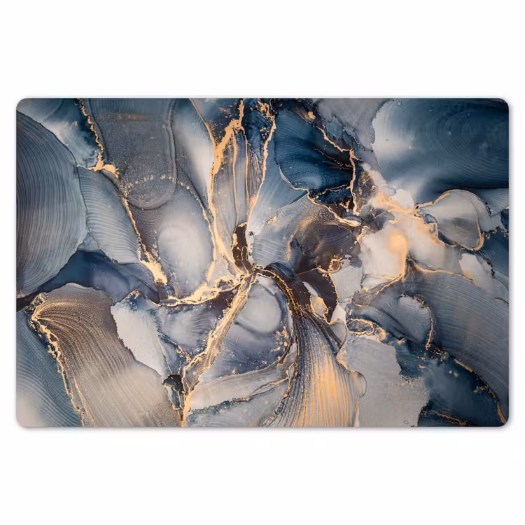 Placemat - 6 stuks - Marmer - Grijs - Blauw - Luxe - Goud — 7