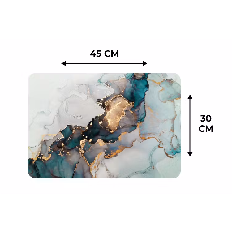 Placemat - 6 stuks - Marmer print - Goud - Blauw — 3