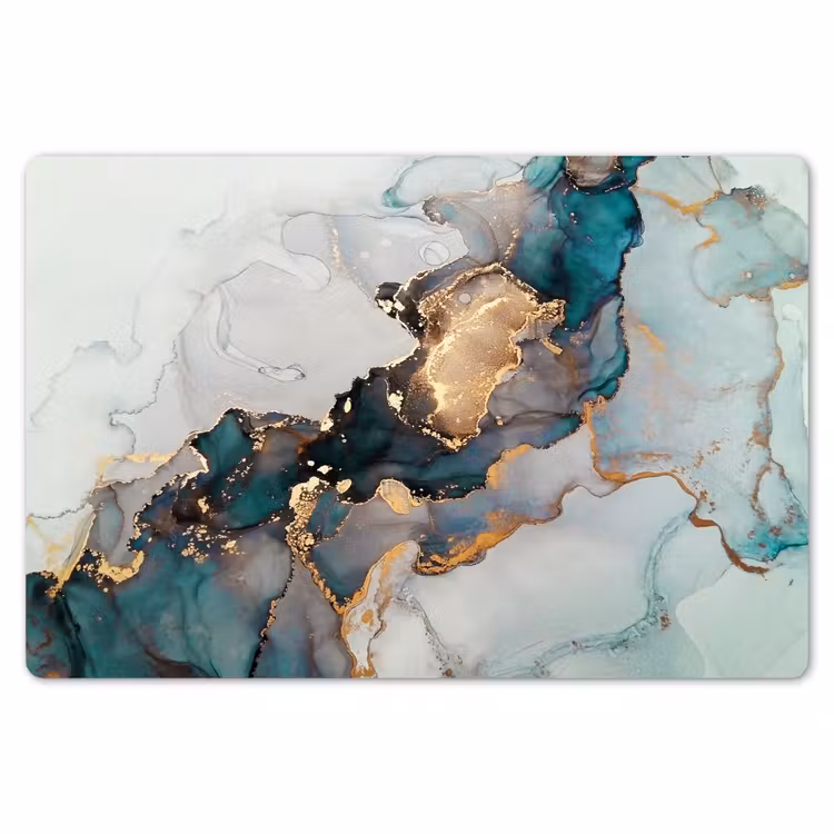Placemat - 6 stuks - Marmer print - Goud - Blauw — 7