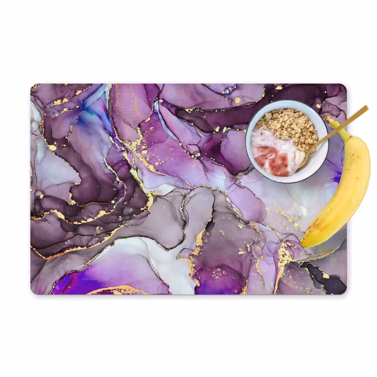 Placemat - 6 stuks - Marmer - Roze - Paars - Gold — 1