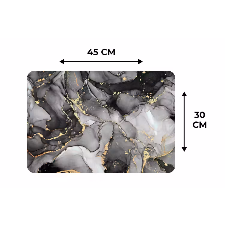 Placemat - 6 stuks - Marmer - Zwart - Goud - Grijs — 3