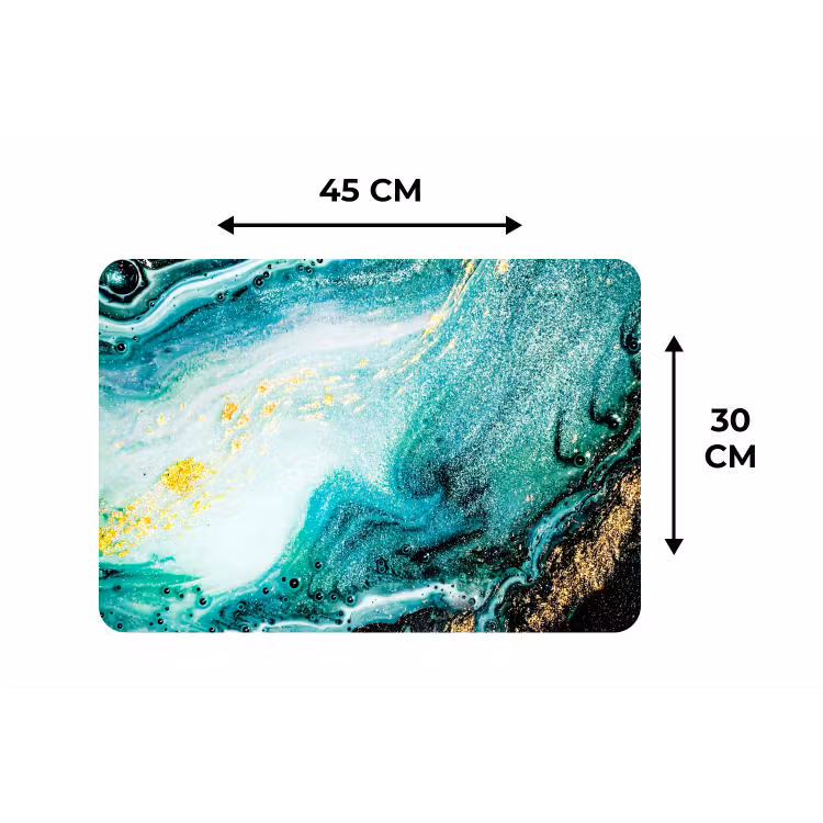 Placemat - 6 stuks - Marmerlook - Blauw - Goud - Glitter - Luxe - Marmer — 1