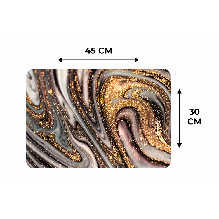 Placemat - 6 stuks - Marmerlook - Goud - Glitter - Luxe - Marmer - Wit — 1