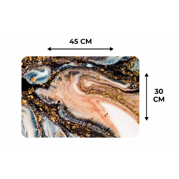 Placemat - 6 stuks - Marmerlook - Goud - Zwart - Glitter - Chic — 1