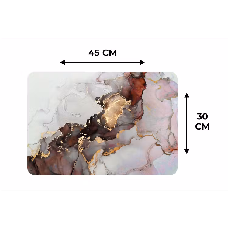Placemat - 6 stuks - Rood - Marmer - Goud — 3