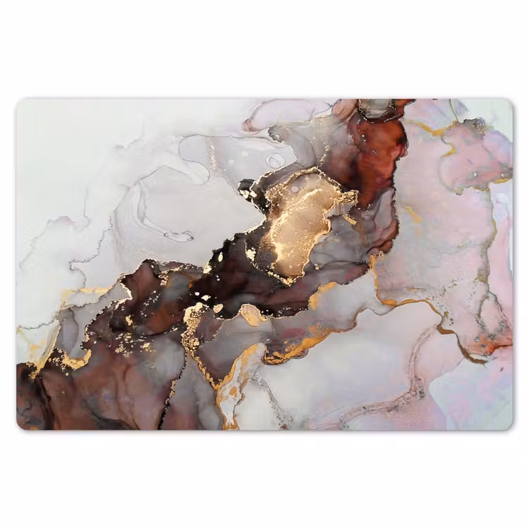Placemat - 6 stuks - Rood - Marmer - Goud — 7