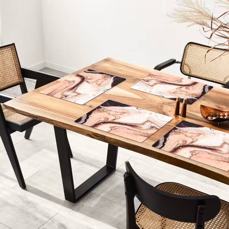 Placemat - 6 stuks - Steen - Marmer - Edelsteen - Abstract - Natuur - Roze — 4