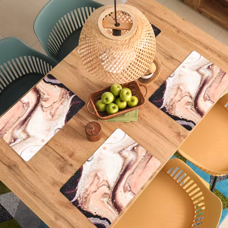 Placemat - 6 stuks - Steen - Marmer - Edelsteen - Abstract - Natuur - Roze — 5