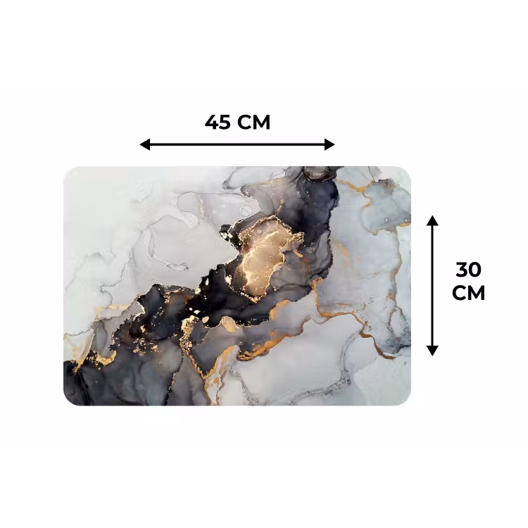 Placemat - 6 stuks - Zwart - Marmer - Luxe - Goud — 3