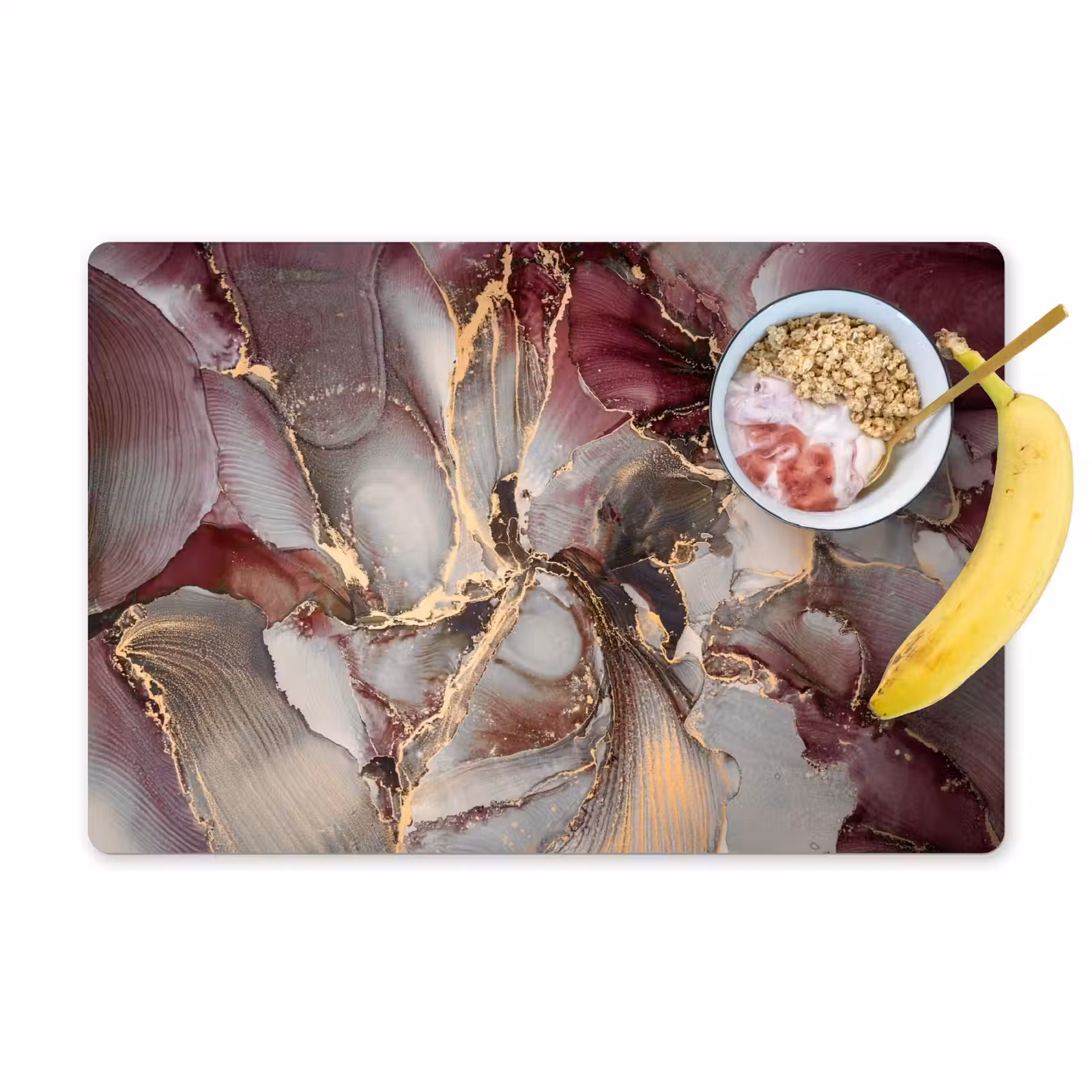 Placemat - 6 stuks - Goud - Marmer - Paars — 1