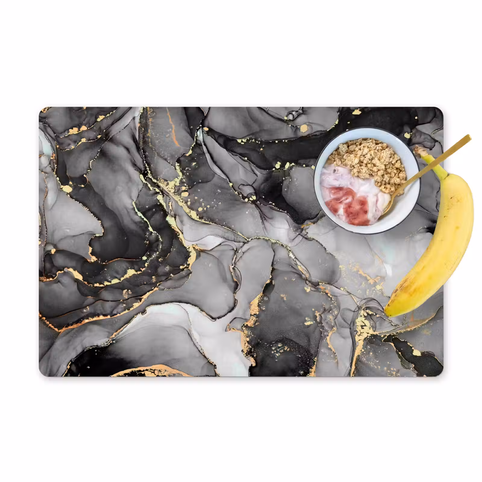 Placemat - 6 stuks - Grijs - Luxe - Goud - Marmer — 1