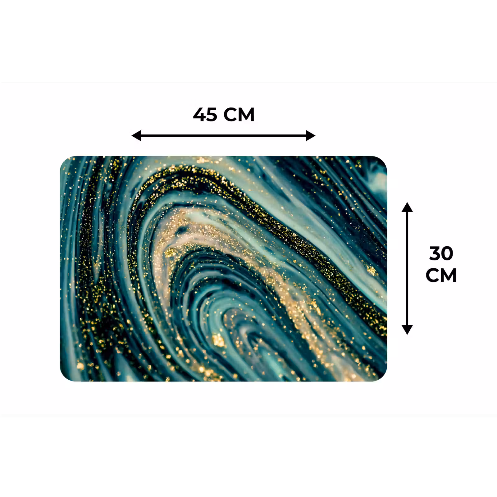 Placemat - 6 stuks - Marmerlook - Luxe - Goud - Turquoise - Glitter — 1