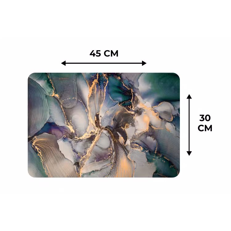 Placemat - 6 stuks - Goud - Blauw - Marmer — 3