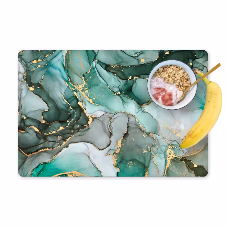 Placemat - 6 stuks - Goud - Marmer - Groen - Luxe - Marmerlook - Grijs — 1