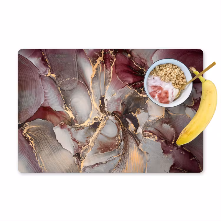 Placemat - 6 stuks - Goud - Marmer - Paars — 1