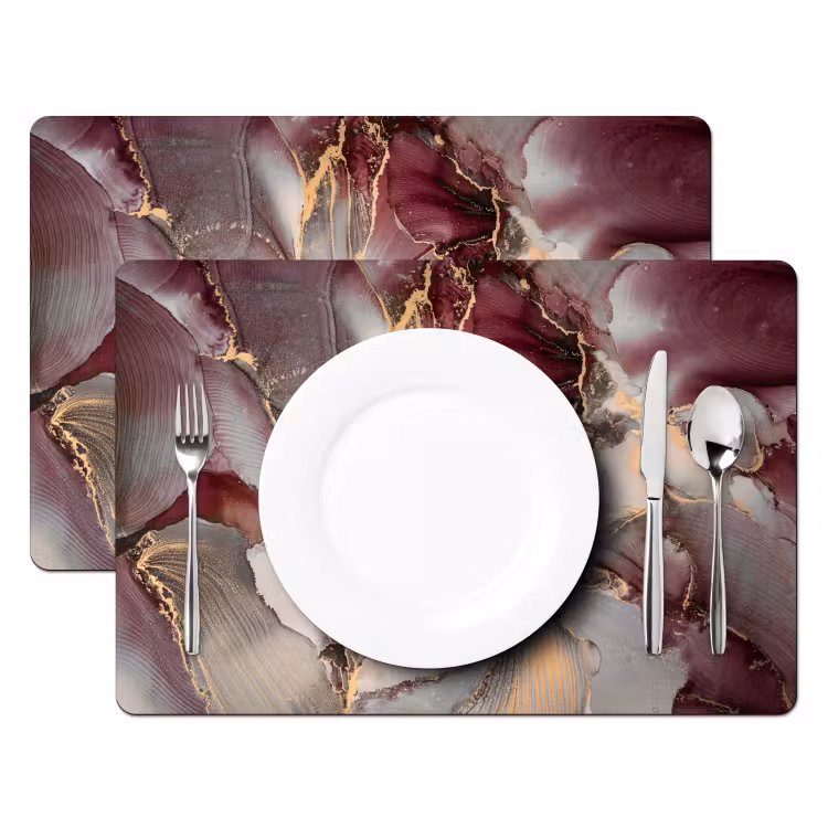 Placemat - 6 stuks - Goud - Marmer - Paars — 2