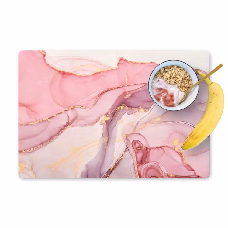 Placemat - 6 stuks - Goud - Marmer - Roze — 1