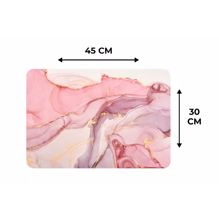 Placemat - 6 stuks - Goud - Marmer - Roze — 3