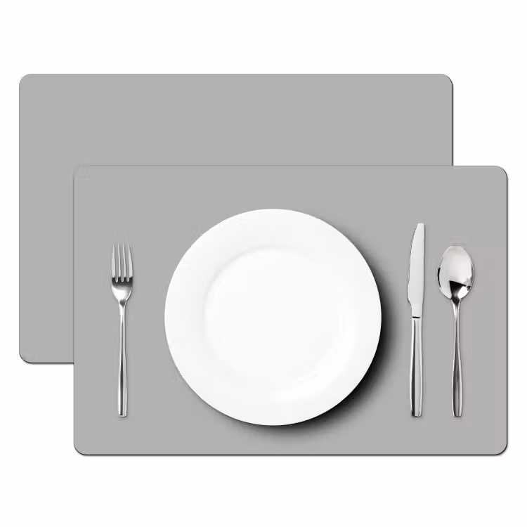 Placemat - 6 stuks - Grijs - Effen print — 2