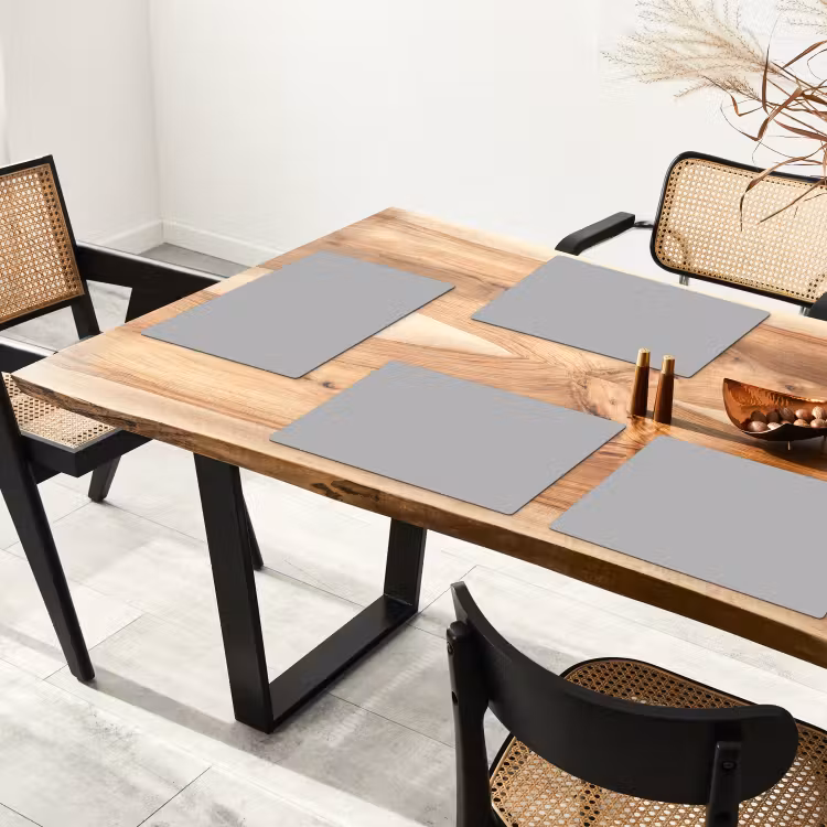 Placemat - 6 stuks - Grijs - Effen print — 5