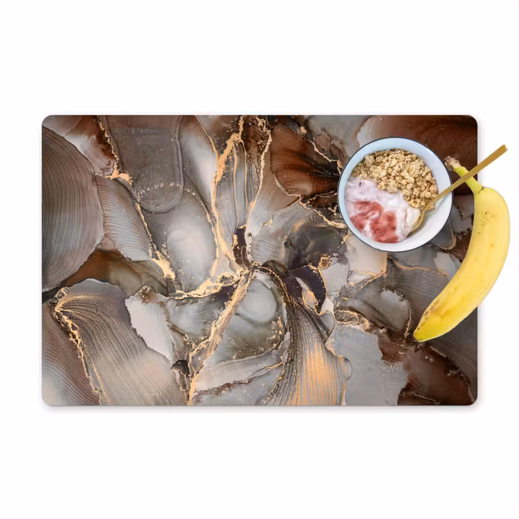 Placemat - 6 stuks - Grijs - Goud - Marmer - Marmerlook — 1