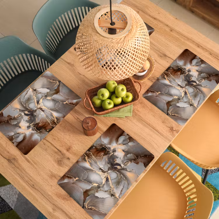 Placemat - 6 stuks - Grijs - Goud - Marmer - Marmerlook — 6