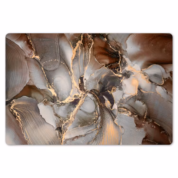 Placemat - 6 stuks - Grijs - Goud - Marmer - Marmerlook — 7