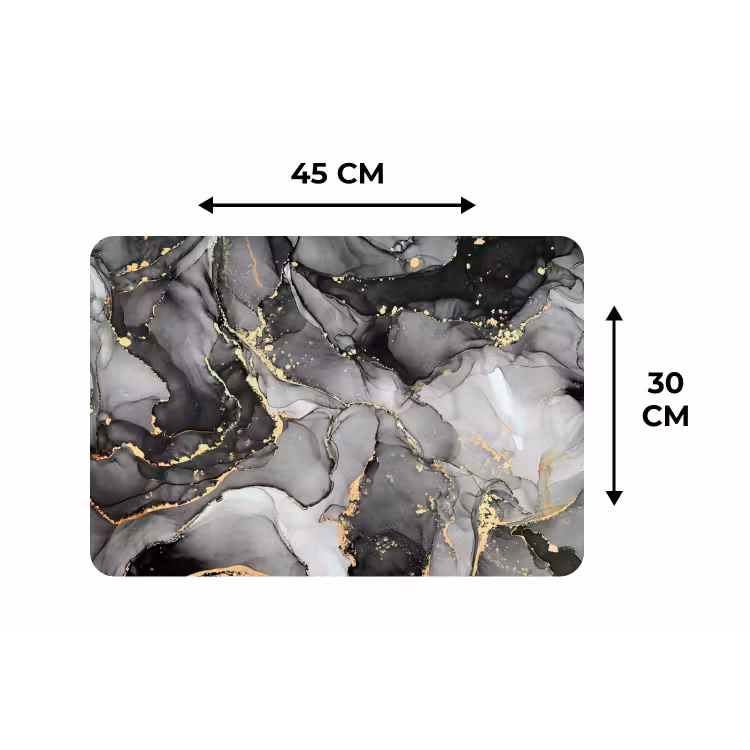 Placemat - 6 stuks - Grijs - Luxe - Goud - Marmer — 3