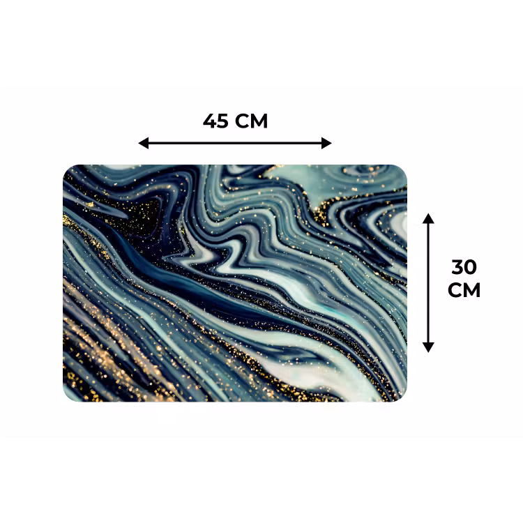 Placemat - 6 stuks - Marmer - Goud - Blauw - Glitter - Marmerlook - Abstract — 1