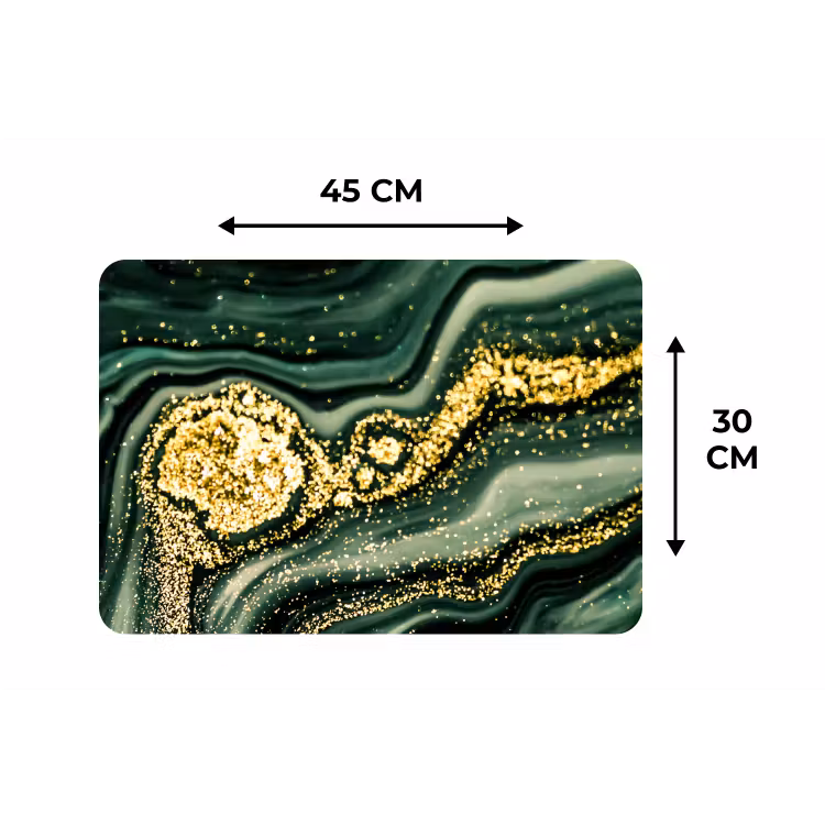 Placemat - 6 stuks - Marmer - Goud - Glitter - Groen - Marmerlook - Luxe — 1