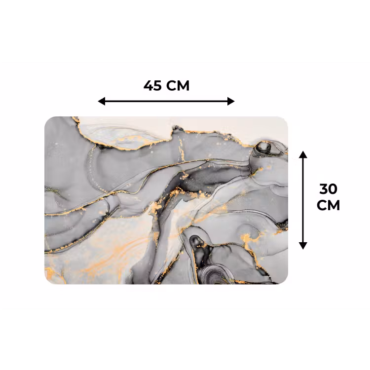 Placemat - 6 stuks - Marmer - Goud - Grijs — 3