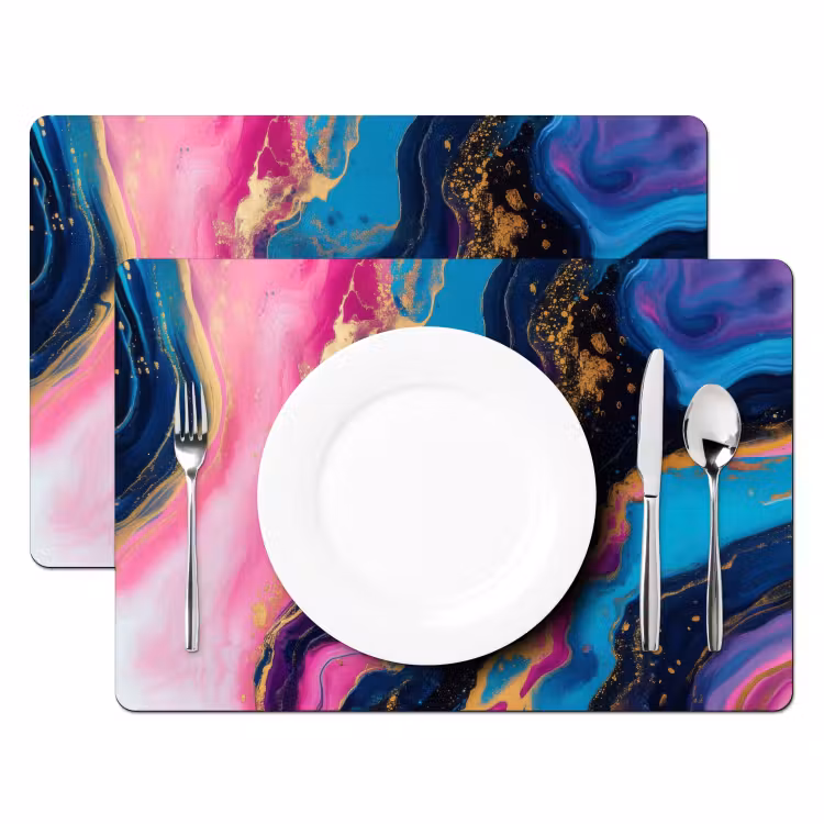 Placemat - 6 stuks - Marmer - Modern - Goud — 2