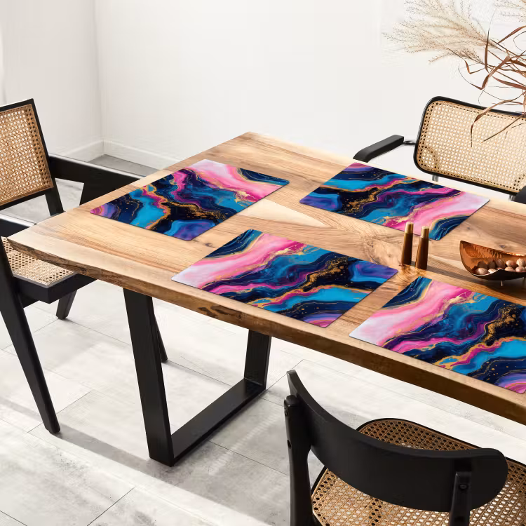 Placemat - 6 stuks - Marmer - Modern - Goud — 5