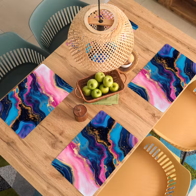 Placemat - 6 stuks - Marmer - Modern - Goud — 6
