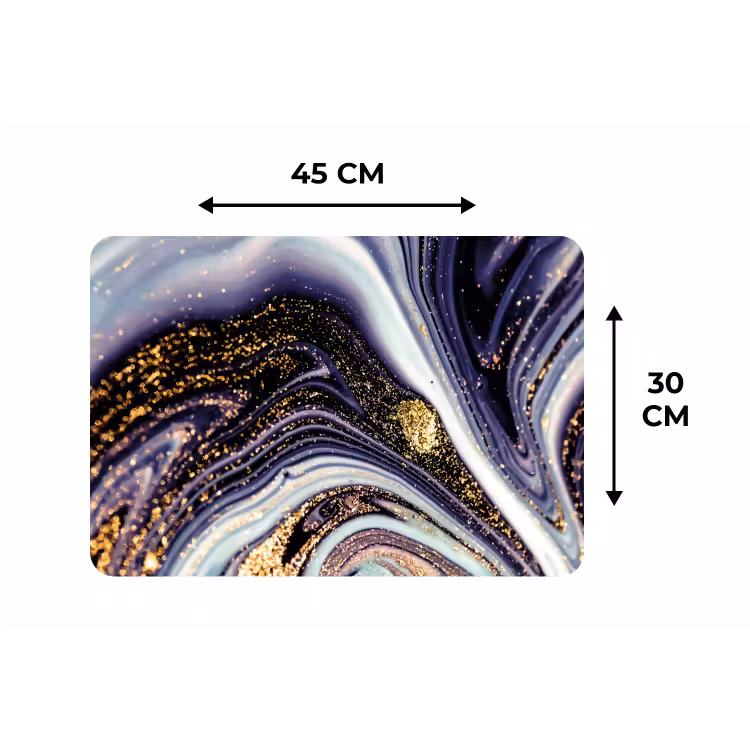 Placemat - 6 stuks - Marmer - Paars - Luxe - Marmerlook - Glitter — 1
